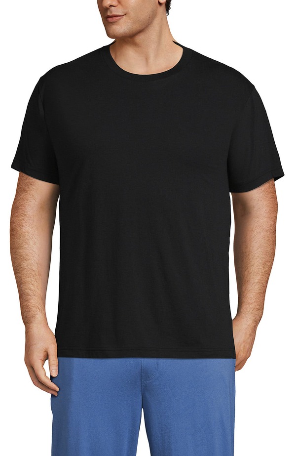 ランズ挙げ句の果て メンズ トップス プルオーバー 労働者の一団のど首 Lands\u0027 End Crewneck Undershirt 3 Pack Black 黒いこと