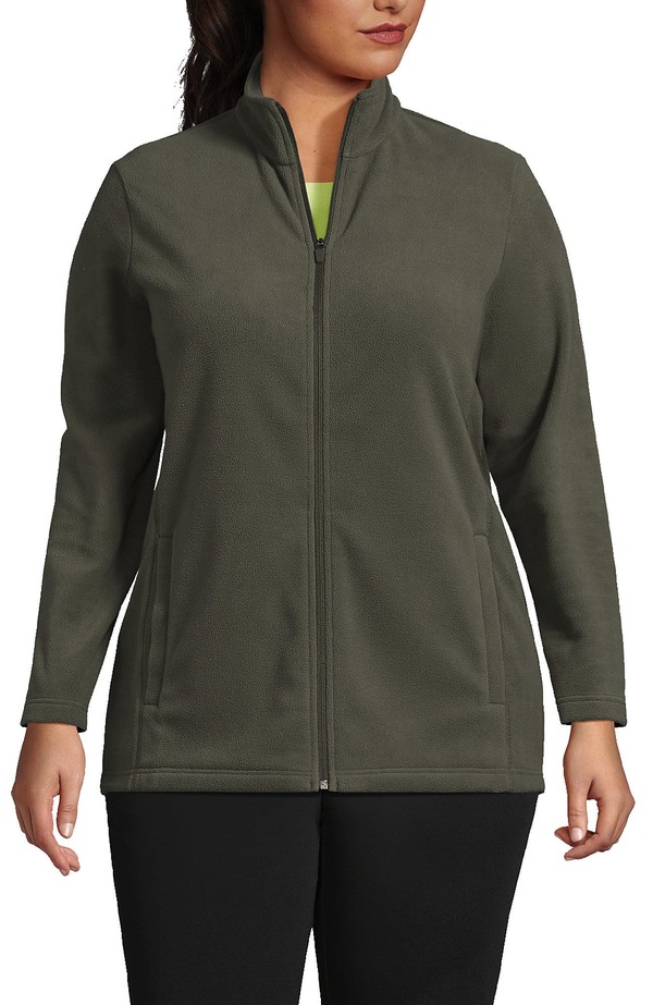 ランズ挙げ句の果て レディース アウター 上衣・上衣 フリース Lands\u0027 End Anyweather Fleece Full Zip Jacket Forest Moss Green 緑であること