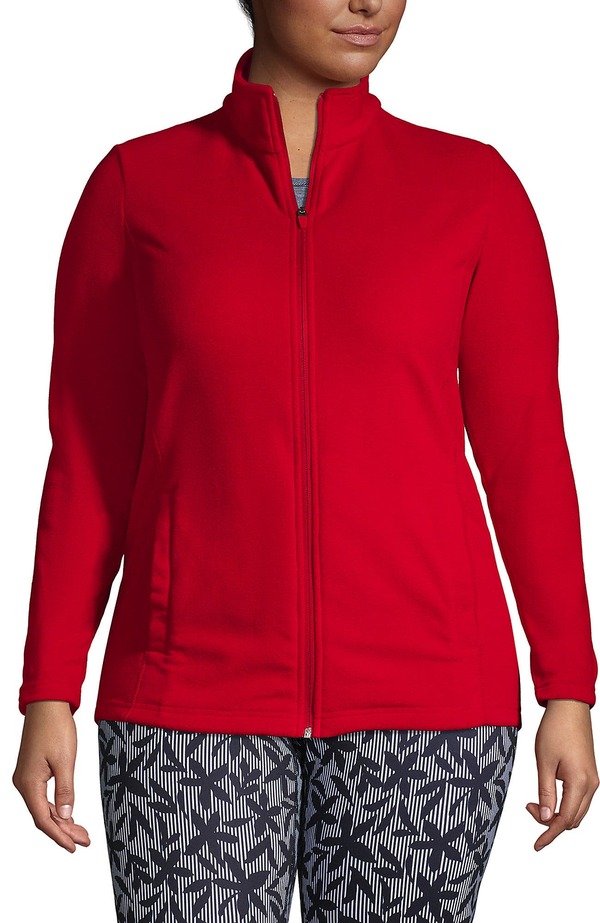 ランズ挙げ句の果て レディース アウター 上衣・上衣 フリース Lands\u0027 End Anyweather Fleece Full Zip Jacket Rich Red 赤いこと