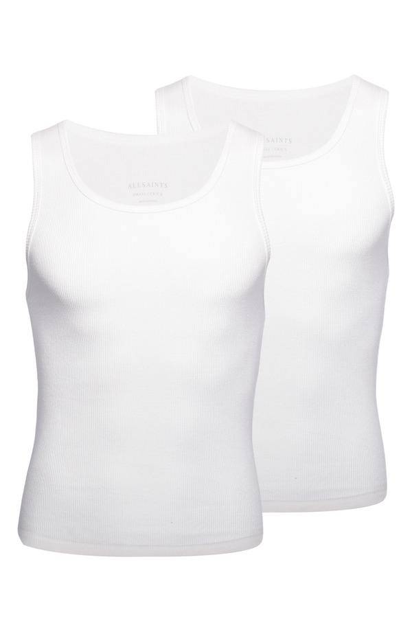 オールセインツ メンズ トップス Tシャツ コットン AllSaints 2-Pack Organicotton Rib Tanks White ホワイト