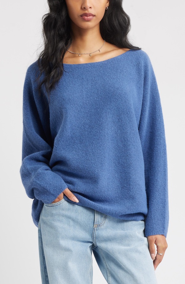 ビーピー レディース アウター パーカー・スウェット セーター BP. Lofty Boat Neck Oversize Sweater Blue Indigo インディゴ