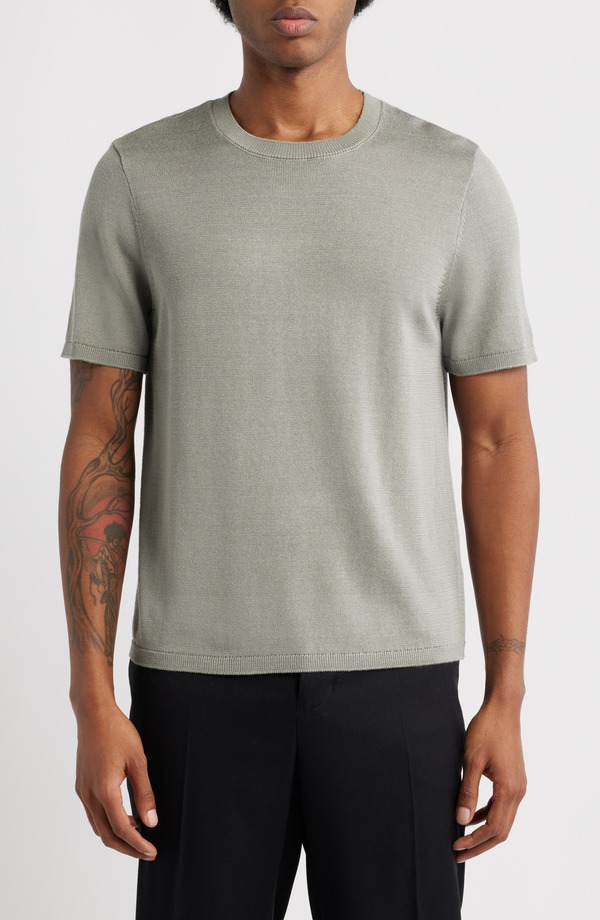 オープンエディット メンズ アウター パーカー・スウェット クルーネック セーター Open Edit Short Sleeve Crewneck Sweater Green Chaparral グリーン