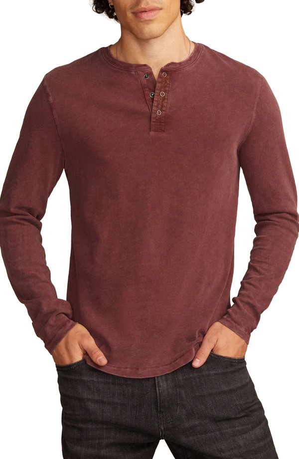 ラッキーブランド メンズ トップス プルオーバー Lucky Brand Weekend Long Sleeve Slubbed Henley Vineyard Wine ぶどう酒
