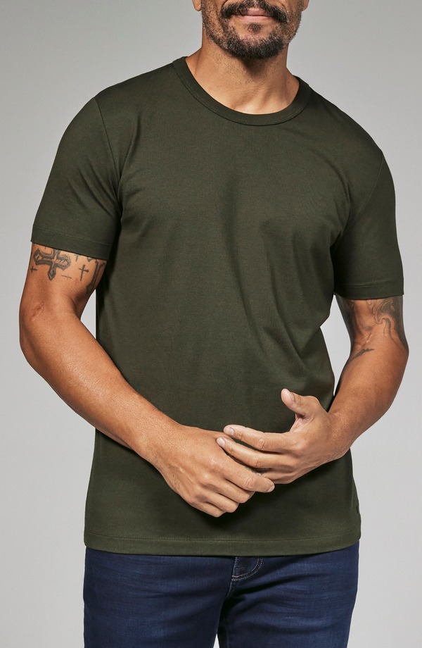 七つ金剛石 メンズ トップス プルオーバー 労働者の一団のど首 綿織物 7 Diamondstretch Cotton \u0026 Modal Performance Crewneck T-Shirt Dark Olive オリーブ