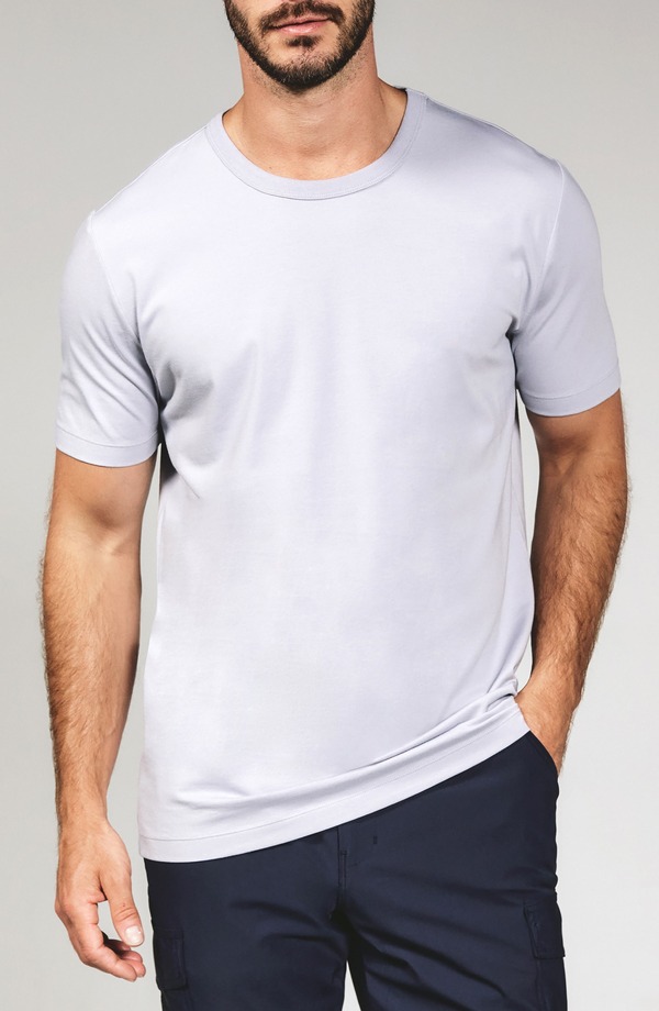 七つ金剛石 メンズ トップス プルオーバー 労働者の一団のど首 綿織物 7 Diamondstretch Cotton \u0026 Modal Performance Crewneck T-Shirt Mist Grey 薄墨色