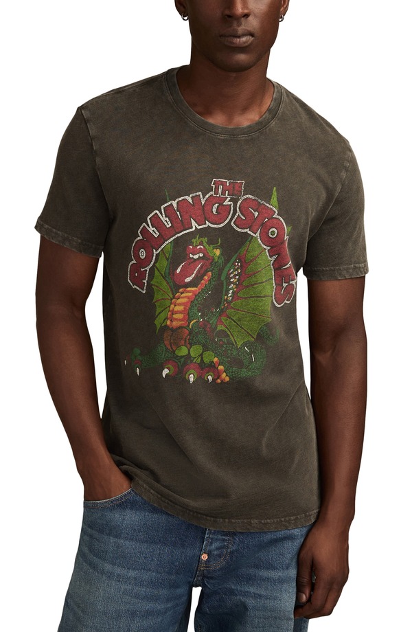 ラッキーブランド メンズ トップス Tシャツ コットン グラフィック Lucky Brand Rolling Stones Dragon Cotton Graphic T-Shirt Beluga
