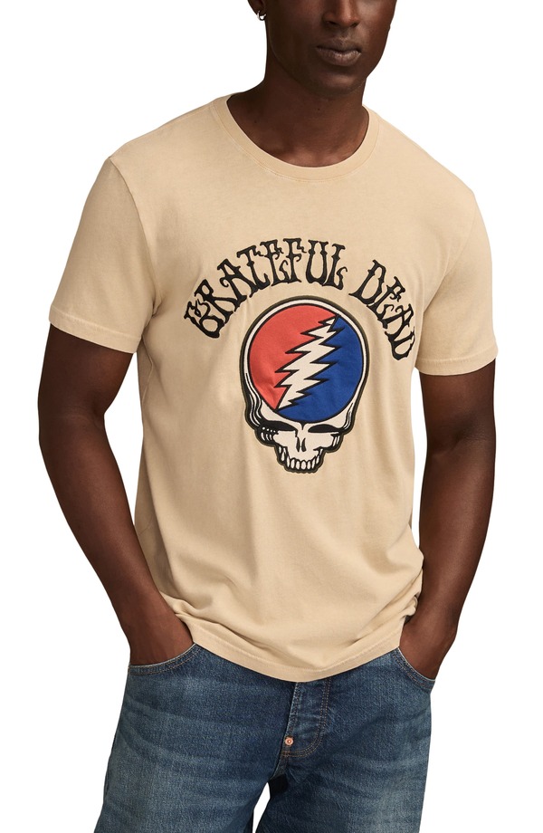 ラッキーブランド メンズ トップス プルオーバー 刺しゅう Lucky Brand Grateful Dead Embroidered T-Shirt Frosted Almond