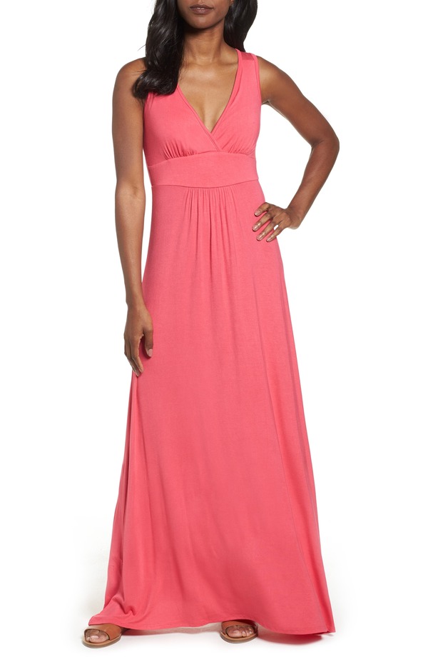 ラブアペラ レディース トップス 衣装 Vのど首 ティーシャツ マキシ Loveappella V-Neck Jersey Maxi Dress Pink Polish サクラ色 レディースファッション-ワンピース