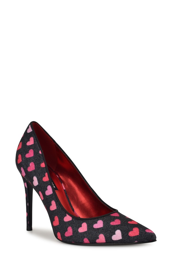 ナインウェスト レディース シューズ パンプス Nine West Fresh Pointed Toe Pump Black With Pink Hearts ブラック