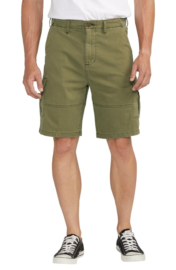 シルバー ジーンズ メンズ ボトムス カジュアルパンツ ショートパンツ コットン Silver Jeans Co. Stretch Cotton Twill Cargo Shorts Olive オリーブ