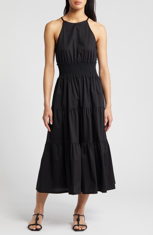 ラブアペラ レディース トップス ワンピース ティアード シャーリング マキシ Loveappella Smocked Waistiered Maxi Dress Black ブラック