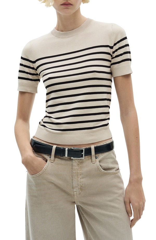 マンゴ レディース アウター パーカー・スウェット セーター MANGO Short Sleeve Sweater Medium Brown ブラウン
