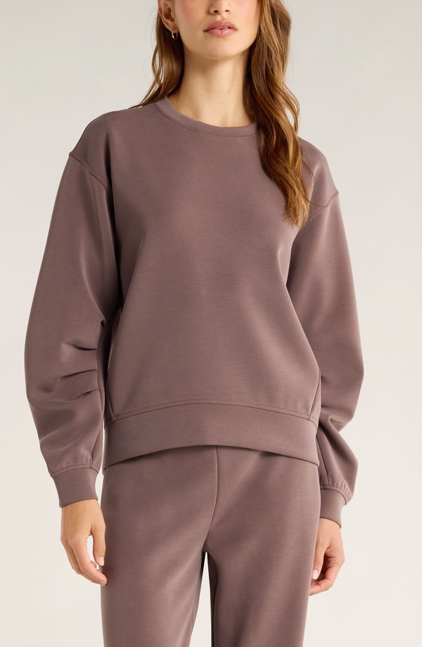 ゼラ レディース アウター パーカー・スウェット シャツ スキューバ ニット Zella Cozy Scuba Knit Crew Sweatshirt Grey Plum グレー