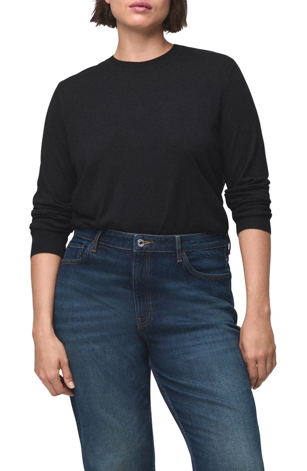 マンゴ レディース アウター パーカー・スウェット クルーネック セーター ニット MANGO Fine Knit Crewneck Sweater Black ブラック