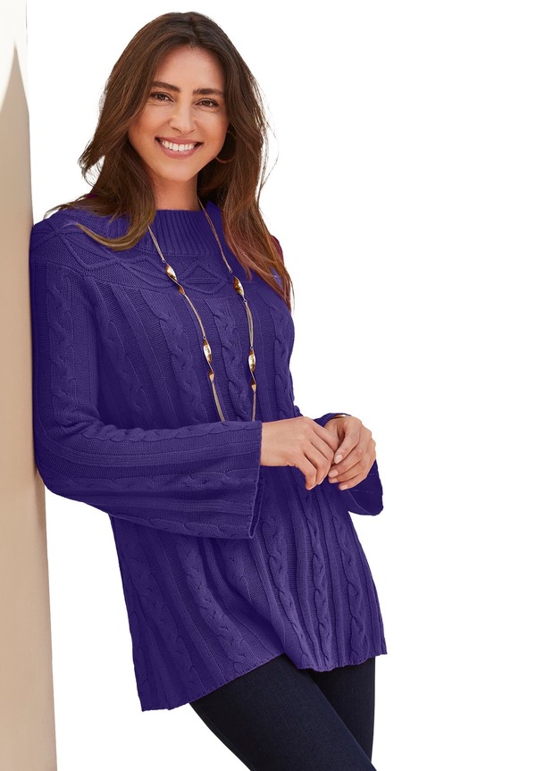 ジェシカロンドン レディース アウター パーカー・スウェット セーター Jessica London Cable Sweater Tunic Midnight Violet バイオレット
