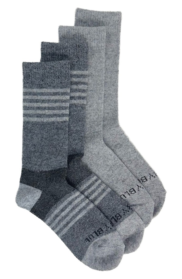 ユナイテッドバイブルー レディース アンダーウェア 靴下 ウール United By Blue 2-Pack Stripe Wool & Yak Blend Crew Socks Heather Grey/ Light Grey グレー