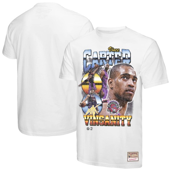 ミッチェル&ネス メンズ トップス Tシャツ Men's Mitchell & Ness Vince Carter White Toronto Raptors Hardwood Classics Commemorative Player Collage T-Shirt White ホワイト|ReVida 店