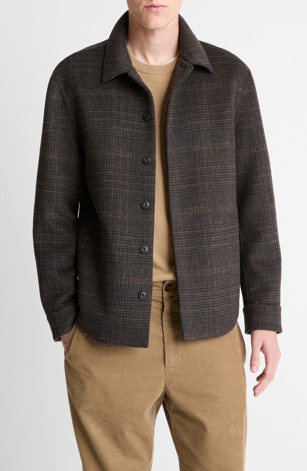 ヴィンス メンズ アウター ジャケット・ブルゾン ウール シャツ Vince Splittable Wool Blend Shirt Jacket Dark Mission