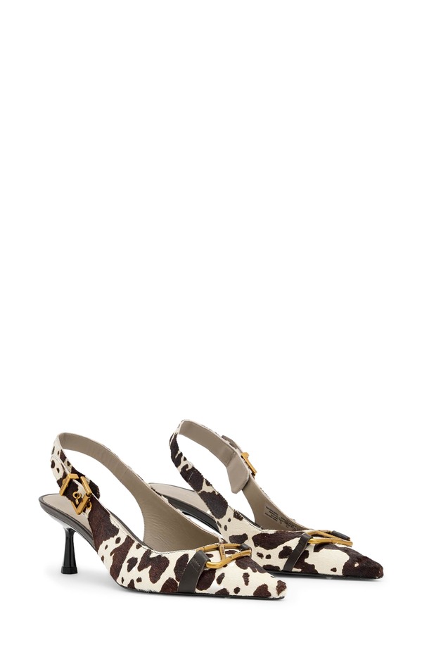 オールセインツ レディース シューズ 踵 AllSaints Hera Pointed Toe Slingback Pump Cow Print