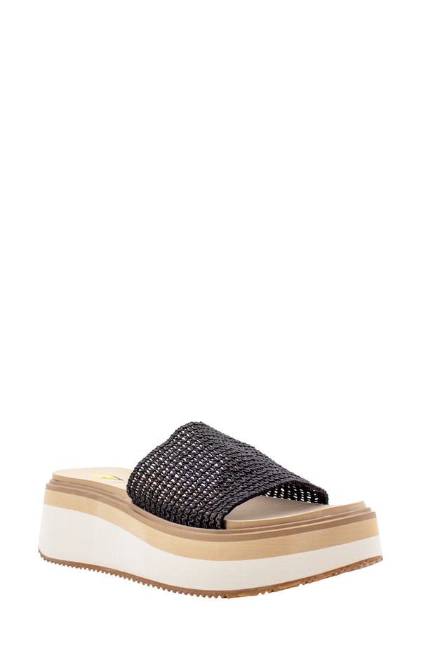 ボラティル レディース シューズ ヒール プラットフォーム サンダル Volatile Portobello Platform Wedge Sandal Black Raffia ブラック