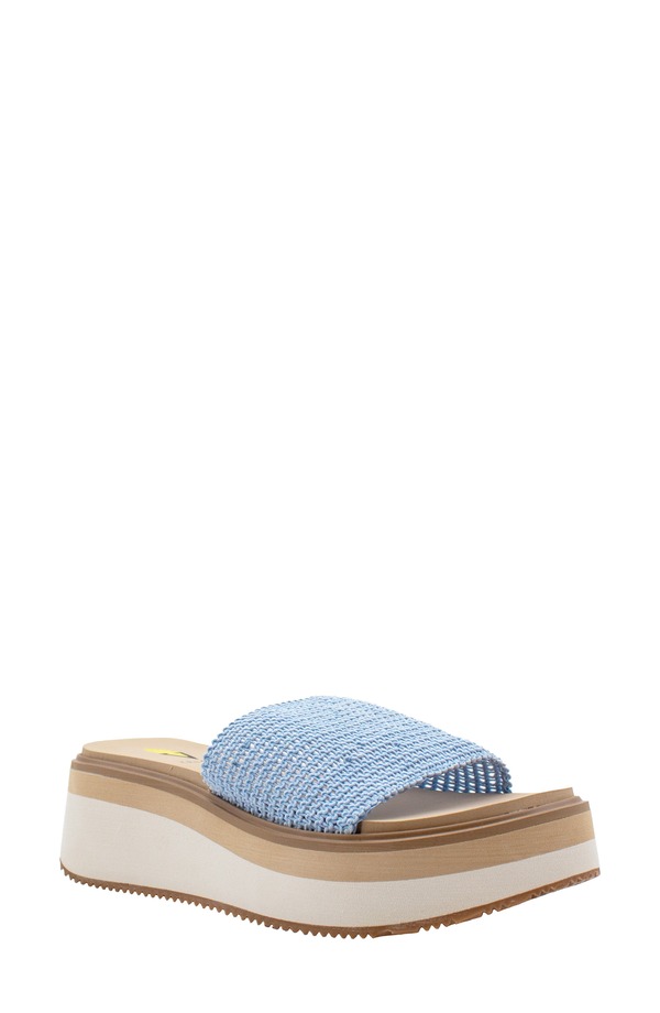 ボラティル レディース シューズ 踵 プラットホーム サンダル Volatile Portobello Platform Wedge Sandal Blue Raffia 青み
