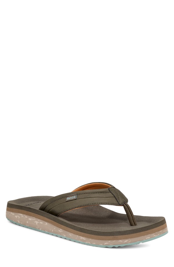 サヌーク メンズ シューズ サンダル Sanuk Tiderush Flip Flop Olive オリーブ｜ReVida 店