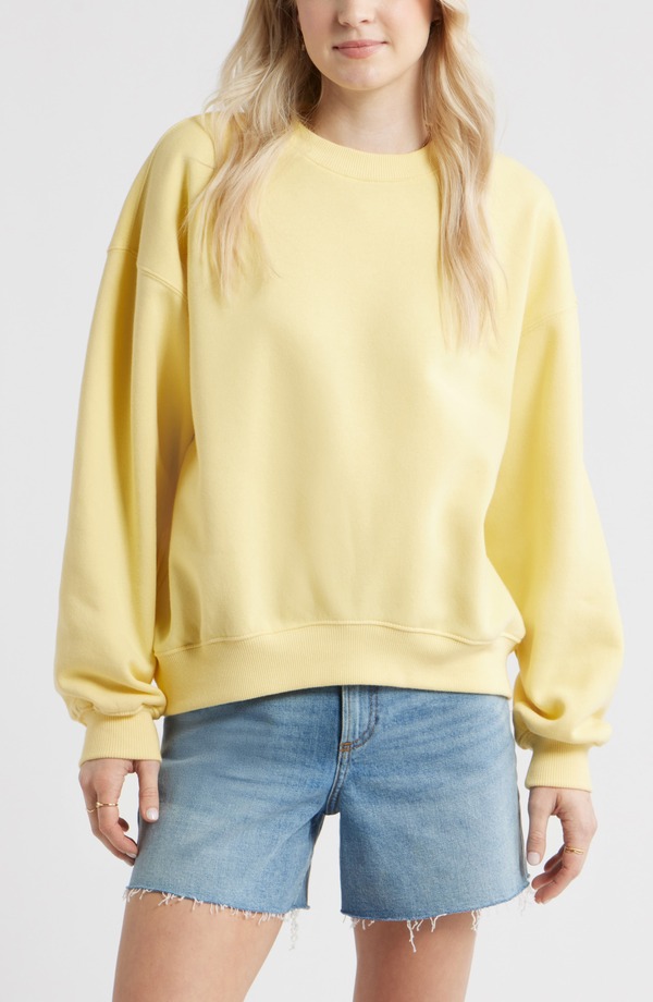 ビーピー レディース アウター パーカー・スウェット シャツ コットン BP. Relaxed Cotton Blend Sweatshirt Yellow Begonia イエロー