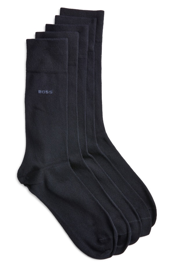ボス メンズ アンダーウェア 靴下 BOSS 5-Pack Crew Socks Dark Blue ブルー