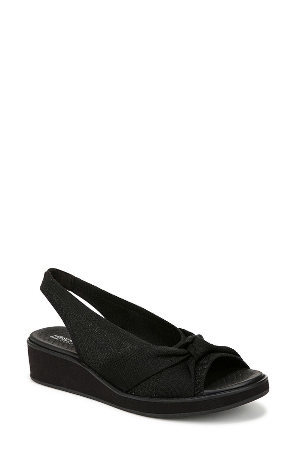 ライフストライド レディース シューズ サンダル LifeStride Bell Slingback Wedge Sandal Blacknit ブラック｜ReVida 店