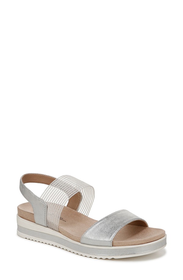 ライフストライド レディース シューズ 踵 サンダル LifeStride SHOES Zing Slingback Sandal Silver しろがね色