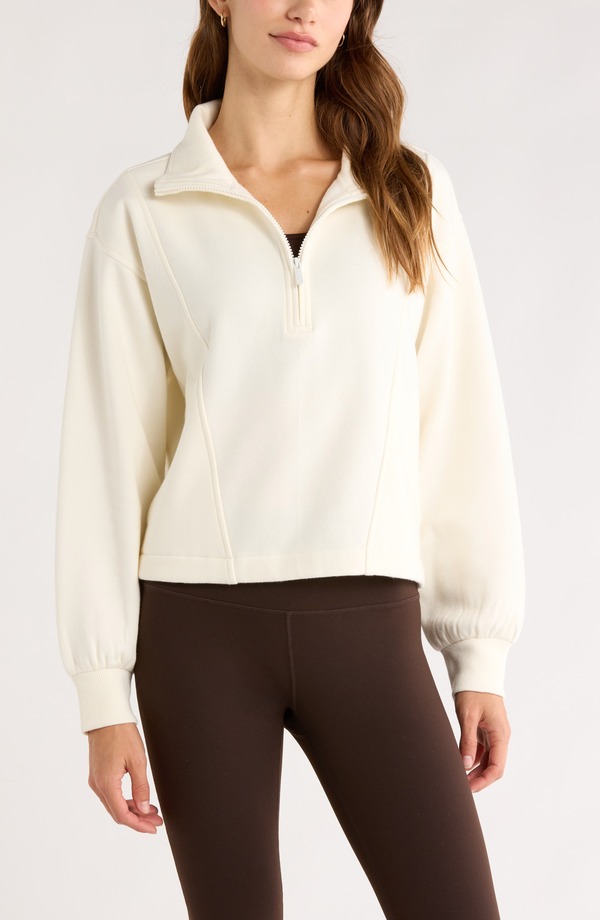 ゼラ レディース アウター パーカー・スウェット ハーフジップ フリース Zella Ultracozy Fleece Half Zipullover Ivory Egret アイボリー