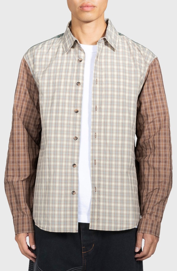 プレジャーズ メンズ トップス シャツ PLEASURES Dazed Mismatched Plaid Button-Up Shirt Multi マルチカラー