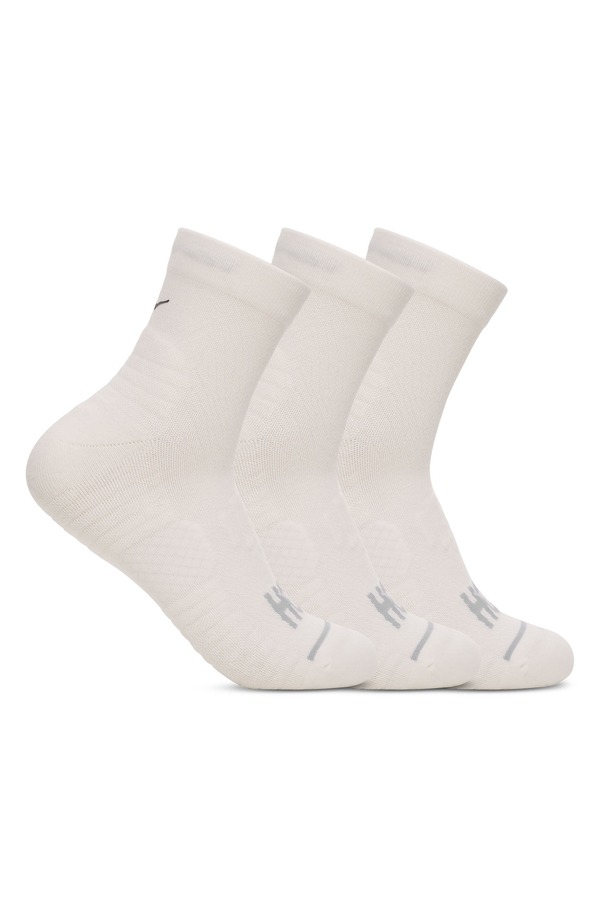ホカオネオネ メンズ アンダーウェア 靴下 HOKA Run 3-Pack Quarter Socks White / White / White ホワイト