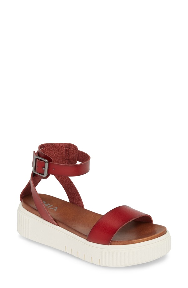 ミア レディース シューズ サンダル プラットフォーム アンクル MIA Lunna Platform Ankle Strap Sandal Red レッド