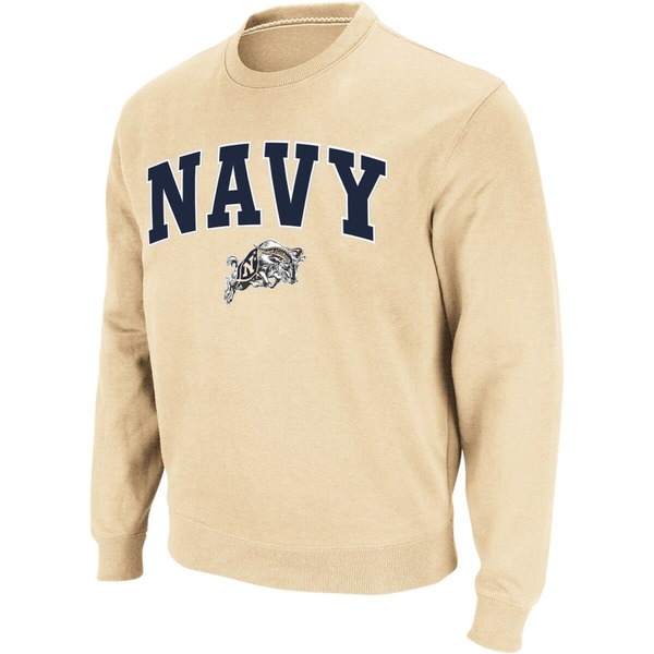 コロシアム メンズ アウター パーカー・スウェット クルーネック シャツ ロゴ Men's Colosseum Gold Navy Midshipmen Arch & Logo Crew Neck Sweatshirt Vegas Gold ゴールド