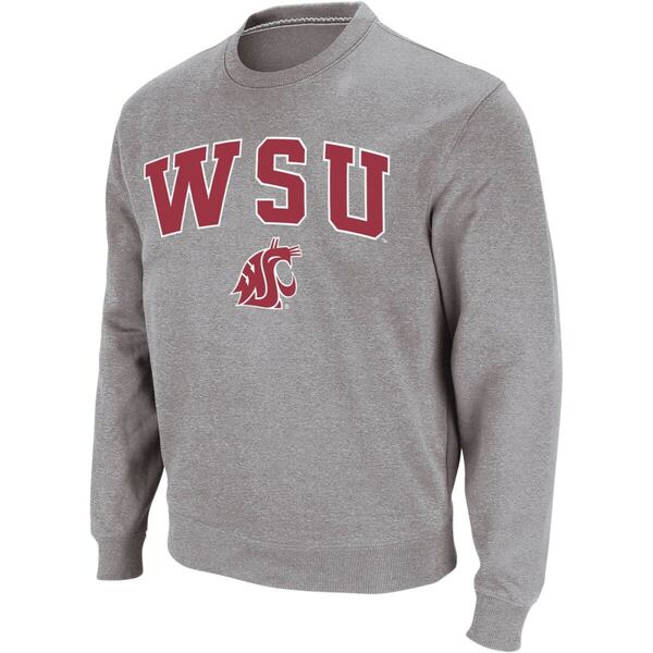 コロシアム メンズ アウター パーカー・スウェット クルーネック シャツ ロゴ Men's Colosseum Heather Gray Washington State Cougars Arch & Logo Crew Neck Sweatshirt Heather Gray グレー|ReVida 店