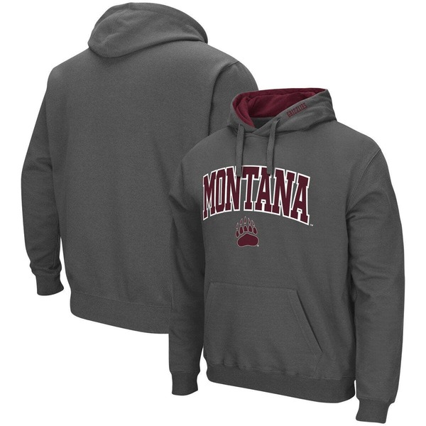 コロシアム メンズ アウター パーカー・スウェット ロゴ Men's Colosseum Charcoal Montana Grizzlies Arch and Logo Pullover Hoodie Charcoal チャコール
