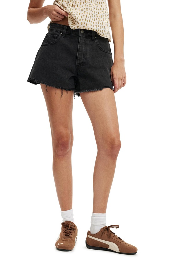 コットンオン レディース ボトムス デニムパンツ Cotton Women's Original Denim Short Vintage Black Worn ブラック