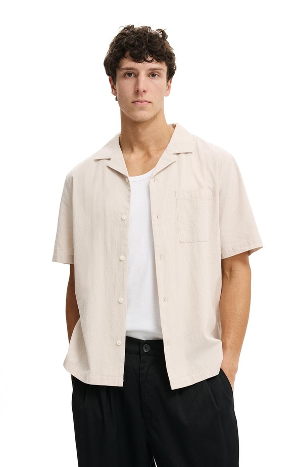 コットンオン メンズ トップス シャツ Cotton Riviera Short Sleeve Shirtaupe トープ