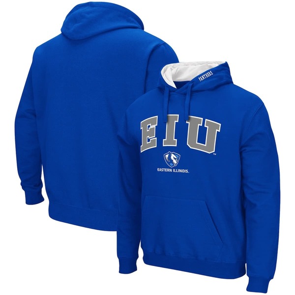コロシアム メンズ アウター パーカー・スウェット ロゴ Men's Colosseum Blueastern Illinois Panthers Arch and Logo Pullover Hoodie Blue ブルー|ReVida 店