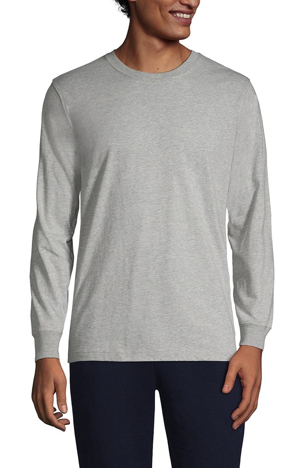 ランズエンド メンズ トップス Tシャツ Lands' End Super-T Long Sleeve T-Shirt Gray Heather グレー 11,005円