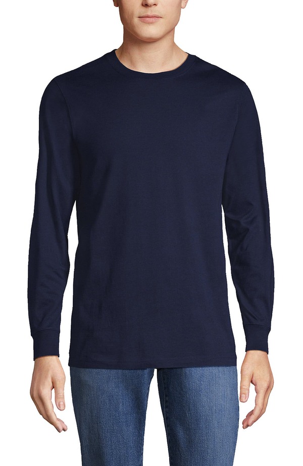 ランズエンド メンズ トップス Tシャツ Lands' End Super-T Long Sleeve T-Shirt Radiant Navy ネイビー