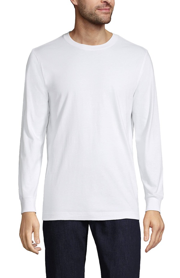 ランズエンド メンズ トップス Tシャツ Lands' End Super-T Long Sleeve T-Shirt White ホワイト