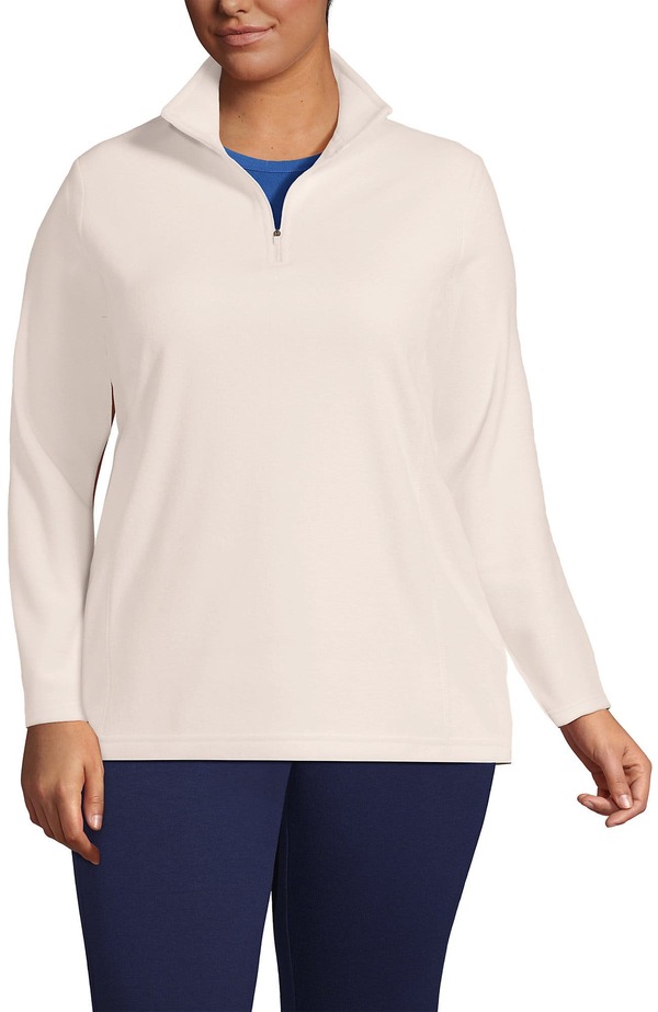 ランズエンド レディース アウター パーカー・スウェット ハーフジップ フリース Lands' End Anyweather Fleece Quarter Zipullover Ivory Latte アイボリー