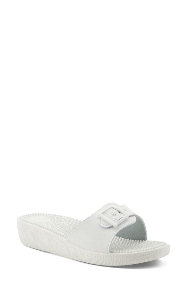 フレクサス レディース シューズ 踵 サンダル Flexus by Spring Step Sabala Slide Sandal White 白いこと