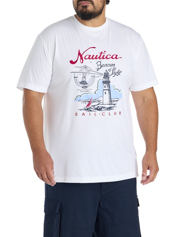 ナウティカ メンズ トップス Tシャツ トール グラフィック Nautica Big & Tall Beacon Of Light Graphic Tee White ホワイト｜ReVida 店
