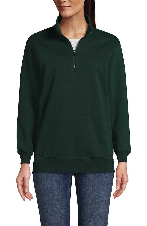 ランズ挙げ句の果て メンズ アウター パーカー・スウェット ハーフジップ プルオーバー Lands\u0027 End Adult Quarter Zip Sweatshirt Evergreen メンズファッション-パーカー