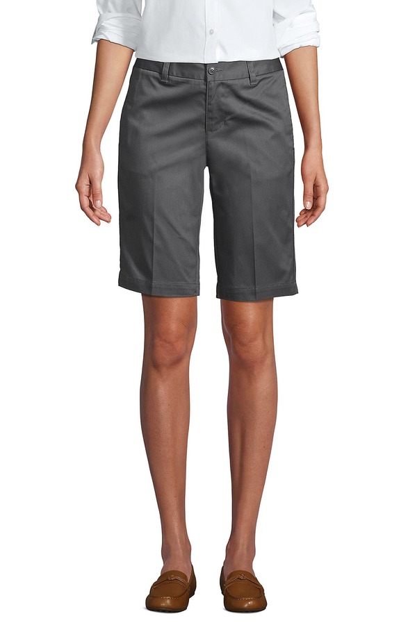 ランズエンド レディース ボトムス ハーフパンツ・ショーツ ショートパンツ Lands' End School Uniform Young Plain Front Blend Chino Shorts Arctic Gray グレー｜ReVida 店