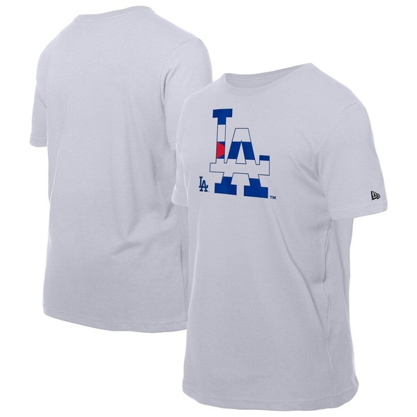 ニューエラ メンズ トップス Tシャツ ロゴ Men's New Era White Los Angeles Dodgers Cuban Flag Logo T-Shirt White ホワイト｜ReVida 店