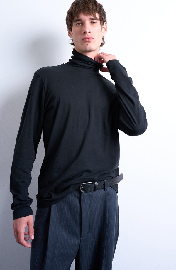 トップマン メンズ トップス Tシャツ タートルネック Topman Turtleneck Long Sleeve Top Black ブラック